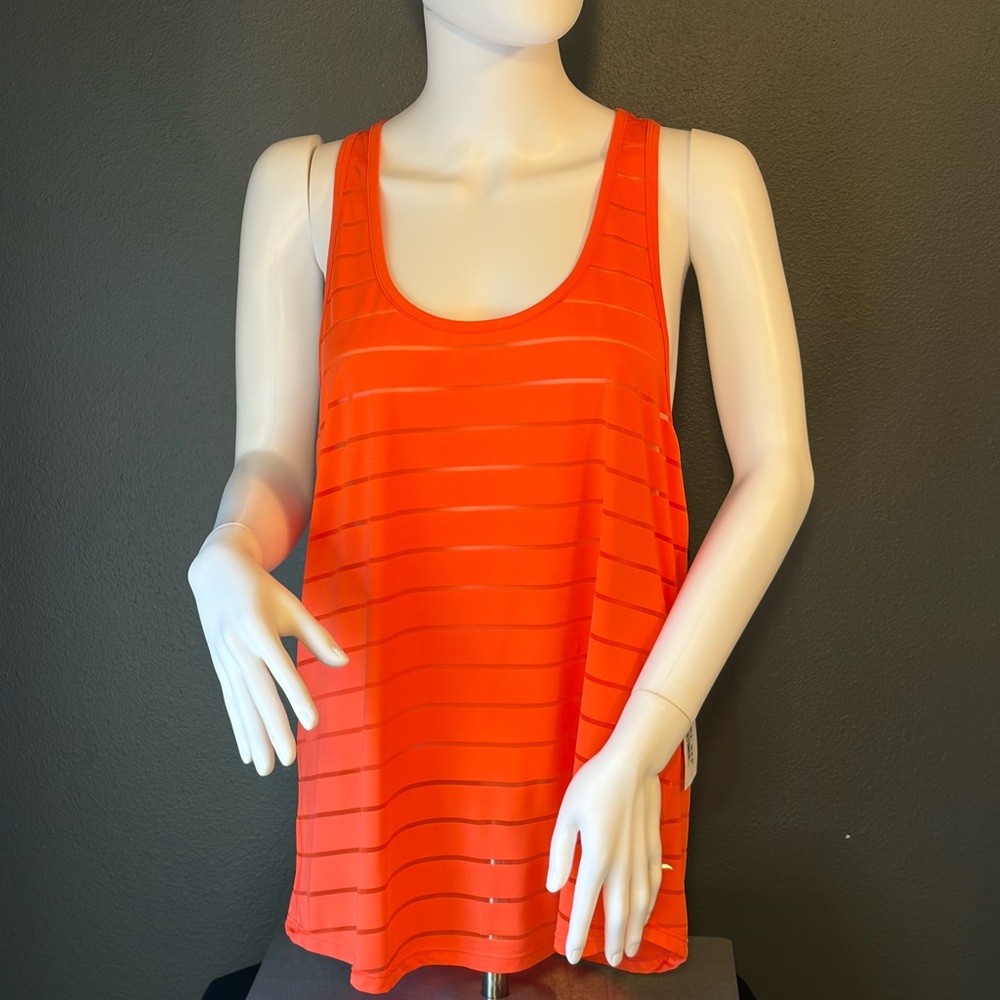 ZYIA Havana Orange Scoop Neck Tank with Subtle Stripes Razorback Sz XXL